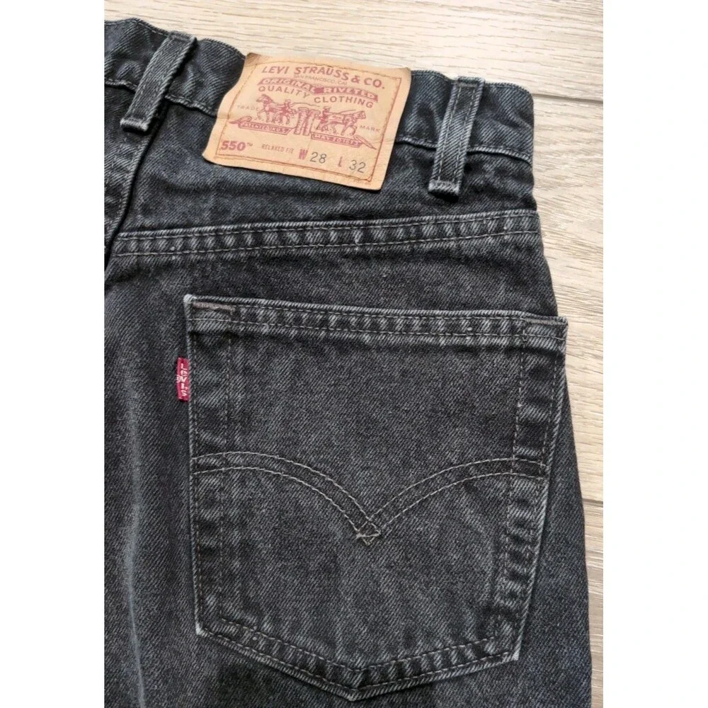 VINTAGE 90's LEVIS 550 BLACK RELAXED TAPERED JEANS MENS  28X32(26X31 ACTUAL) EUC